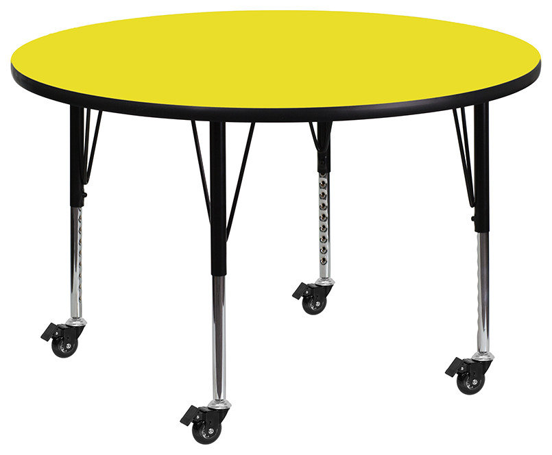 Mobile 48'' Round HP Laminate Activity Table - Standard Height Adjustable Legs