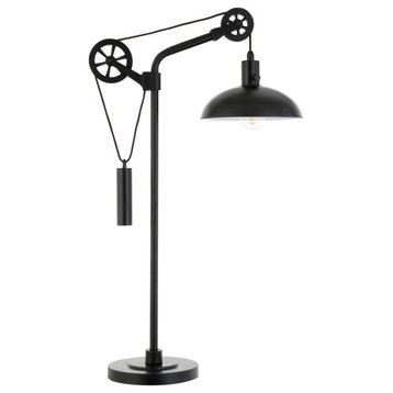 Neo 33.5 Tall Spoke Wheel Pulley System Table Lamp with Metal Shade in...