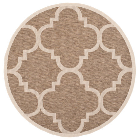 Courtyard Indoor-Outdoor Rug Brown 4'x4' Round Safavieh