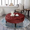 Textured Velvet Round Coffee Table, Ruby Wine, 34''x34''x17''