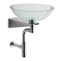Goto 6621 Wall Mount Bathroom Sink in Clear Glass 16.7" - Bathroom Sinks