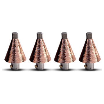 Big Kahuna Gas or LP Propane Tiki Torch Head, Hammered Copper, 4 Pack