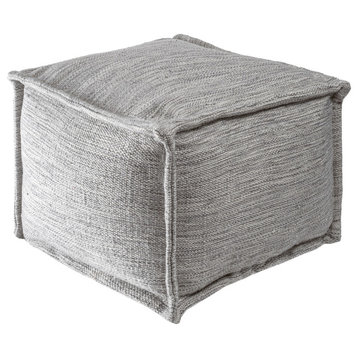 nuLOOM Flatwoven Sia Solid Indoor/Outdoor Pouf, Gray