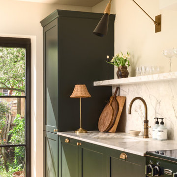 Dark green free-standing Shaker Kitchen