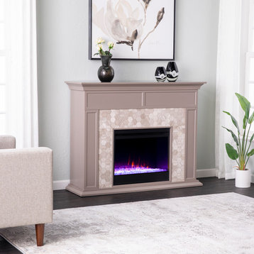Torron Color Changing Marble Tiled Fireplace - Gray