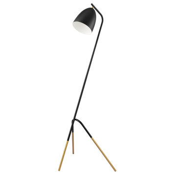 Westlinton 1-Light Floor Lamp, Black/Gold Finish, Black Shade