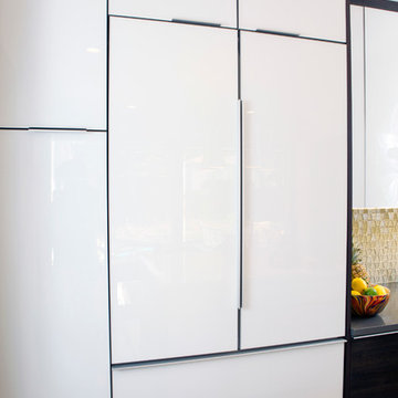 "Corsica" Backpainted White Glass with Wenge Textured