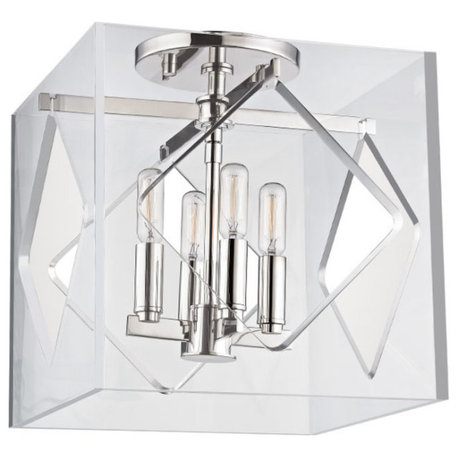 Hudson Valley Lighting 5912F Travis 4 Light 12"W Flush Mount - Polished Nickel