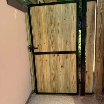 Iron metal frame with pressure-treated pine boards