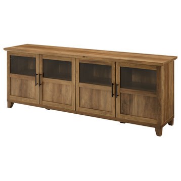 Goodwin 70" TV Console With Glass and Wood 4 Panel Doors