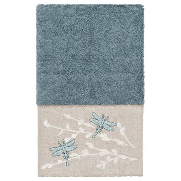 Linum Home Textiles Turkish Cotton Braelyn Embellished Hand Towel, Teal