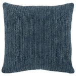 Kosas Home - Marcie Knitted 22" Throw Pillow by Kosas Home, Blue - The Marcie Pillow showcases artisanal craftsmanship with its visually enticing hand-knitted pattern. The neutral hues of the pillow highlight its multi-dimensional chunky texture and would complement any decor. Styling your home is effortless with this casual and versatile pillow.