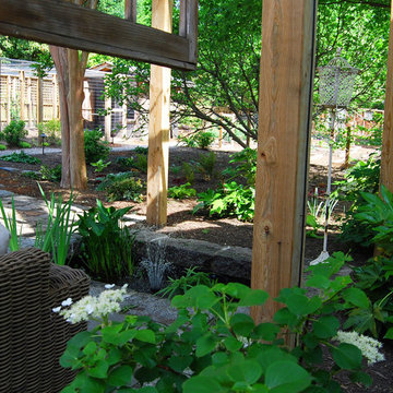 Patio, Pergola, Pond, and Plants