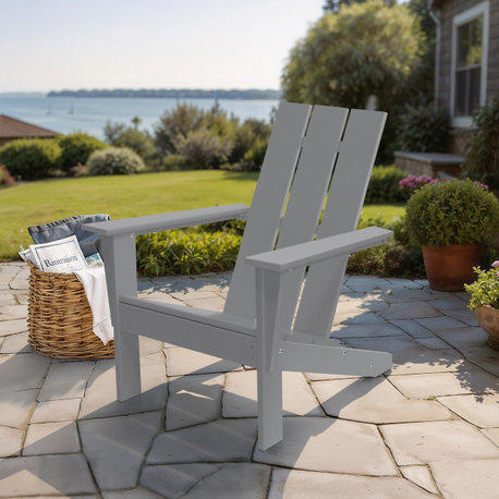 Arcadia Outdoor Patio Adirondack Chair, Gray, Single Chair
