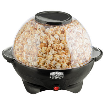 800W Electric Pop and Stir 6-Quart Capacity Popcorn Maker, Black
