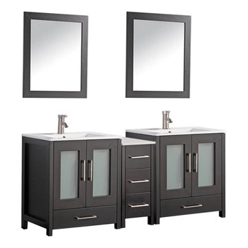 Argentina 60" Double Under-mount Sink Bathroom Vanity Set - Espresso