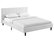 Mid Century Modern Full Size Bed Frame, Deep Tufted Polyester Headboard, White