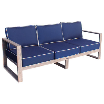 Courtyard Casual Driftwood Gray Teak North Shore Outdoor Sofa With Cushions