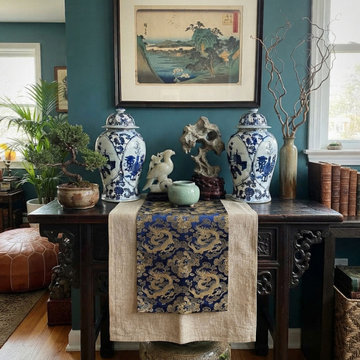 20" Chinese Blue White Flower Vases Scroll Pattern Porcelain Temple General Jar