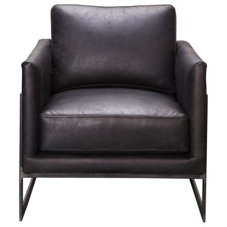 Luxley Club Chair Onyx Black Leather
