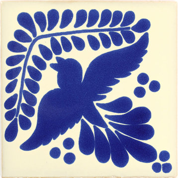 Handmade Tierra y Fuego Ceramic Tile, Hummingbird with Leaves, Set of 9