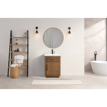 Vanity Art Bathroom Vanity with Sink & Top, Tan, 24", White Ceramic