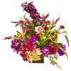 Floral Arrangement Bright Mixed Floral Ceramic Artichoke Planter All Season 18"
