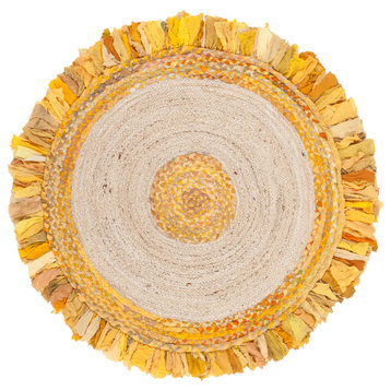 Safavieh Cape Cod Collection CAP212 Rug, Gold/Natural, 4' Round