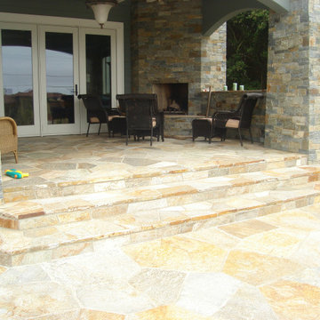 Gold Quartzite Flagstone and Honey Ledge Veneer Stone