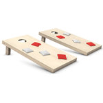 Belknap Hill Trading Post - Cornhole Toss Game Set With Bags, Red and White Bags - Belknap Hill Trading Post's corn hole boards are built to American Corn hole Association (ACA) specs and are ACA-approved, while our authentic, corn-filled, duck cloth bags are weighted for proper tossing. Foldable board legs make your set easy to store and transport for corn hole to go-go.