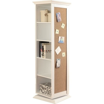 Bowery Hill 5-Shelf Transitional Wood Swivel Bookcase in White/Chrome
