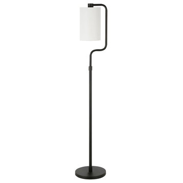 Rotolo 62 Tall Floor Lamp with Fabric Shade in Blackened Bronze/White