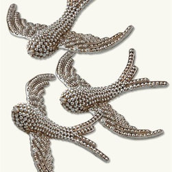 Pearly Swallow Clip Ornaments (Set Of 3) - Christmas Ornaments