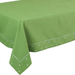 Xia Home Fashions - Polka Dot Embroidered Easy Care Tablecloth - Tablecloths