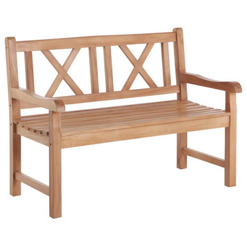 Nordic Style Natural Finish 2 Seat Outdoor Teak Bench