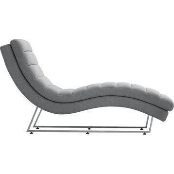 Meredith Modern Contemporary Plush Gray Fabric Lounge Chaise