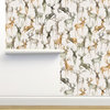 Watercolor Wintery Deers Beige Wallpaper by Ninola Designs, 24"x144"