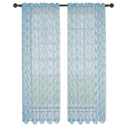 Transitional Curtains Lucy Sheer Curtain Panels, Set of 2, Turquoise