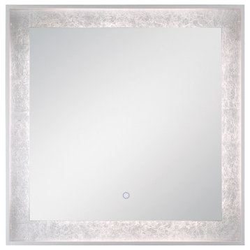 Silver Leaf Edge Lit LED Square Mirror