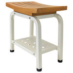 Asta Furniture - Bali Teak and Aluminum Shower Stool, Light Beige - Plantation grown top grade solid teak seat with hand sanded silk-smooth finish and rounded edge