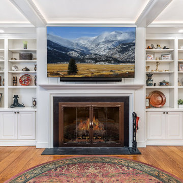 Upper Providence Living Room Built-Ins and Coffered Ceiling