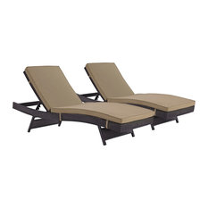 Convene Chaise Outdoor Upholstered Fabric Set of 2, Espresso Mocha