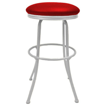 Peyton Fire Red 35inch Extra Tall White Frame Swivel Bar Stool