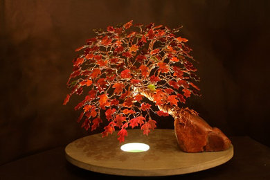 A Stained Glass Red Leaf Maple Bonsai Tree