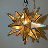 Moravian Star Light, Antique Glass With Silver Trim, 10" Diameter, With Mount Ki