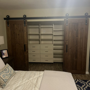 Single panel style doors, in a light walnut finish Share Single panel.