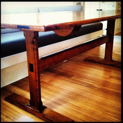 Tiger Maple Trestle Dining Table - Dining Tables