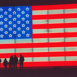 American Flag with Silhouetted Family - Artwork