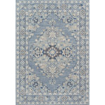Momeni - Momeni Anatolia Machine Made Traditional Area Rug Blue 5'3" X 7'6" - The pastel color palette of the Anatolia Collection presents the softer side of tribal style. Subdued shades of pink, baby blue and brown fill the field and ornamental rug borders with classical medallions and vine and dot motifs. Crafted in an innovative combination of natural wool and nylon threads, modern machining mimics ancestral weaving techniques to create a series of chic floor coverings that are superior in beauty and performance.