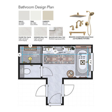 Design Plan - Transitional Primary Bathroom